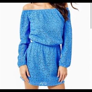 Lilly Pulitzer Lana skort romper in blue thistle trellis lace